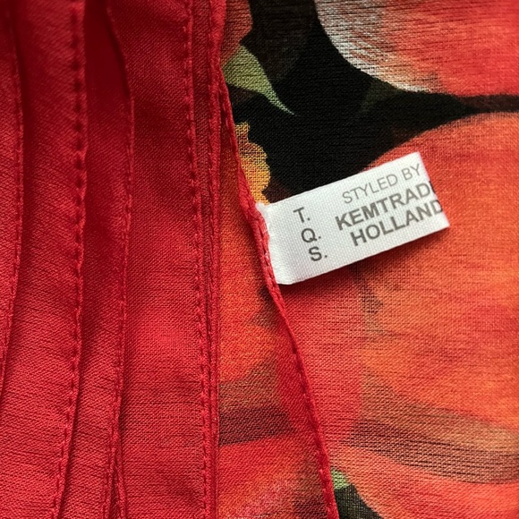 Vintage Kemtrade Holland Red Orange Tulip Flowers Silky Polyester Spring Scarf - Picture 2 of 6